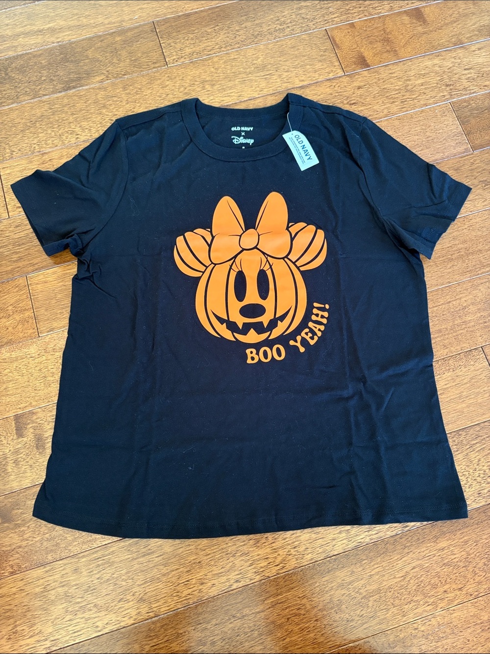 Old Navy Black Short Sleeve Tee with Orange Minnie Pumpkin Graphic